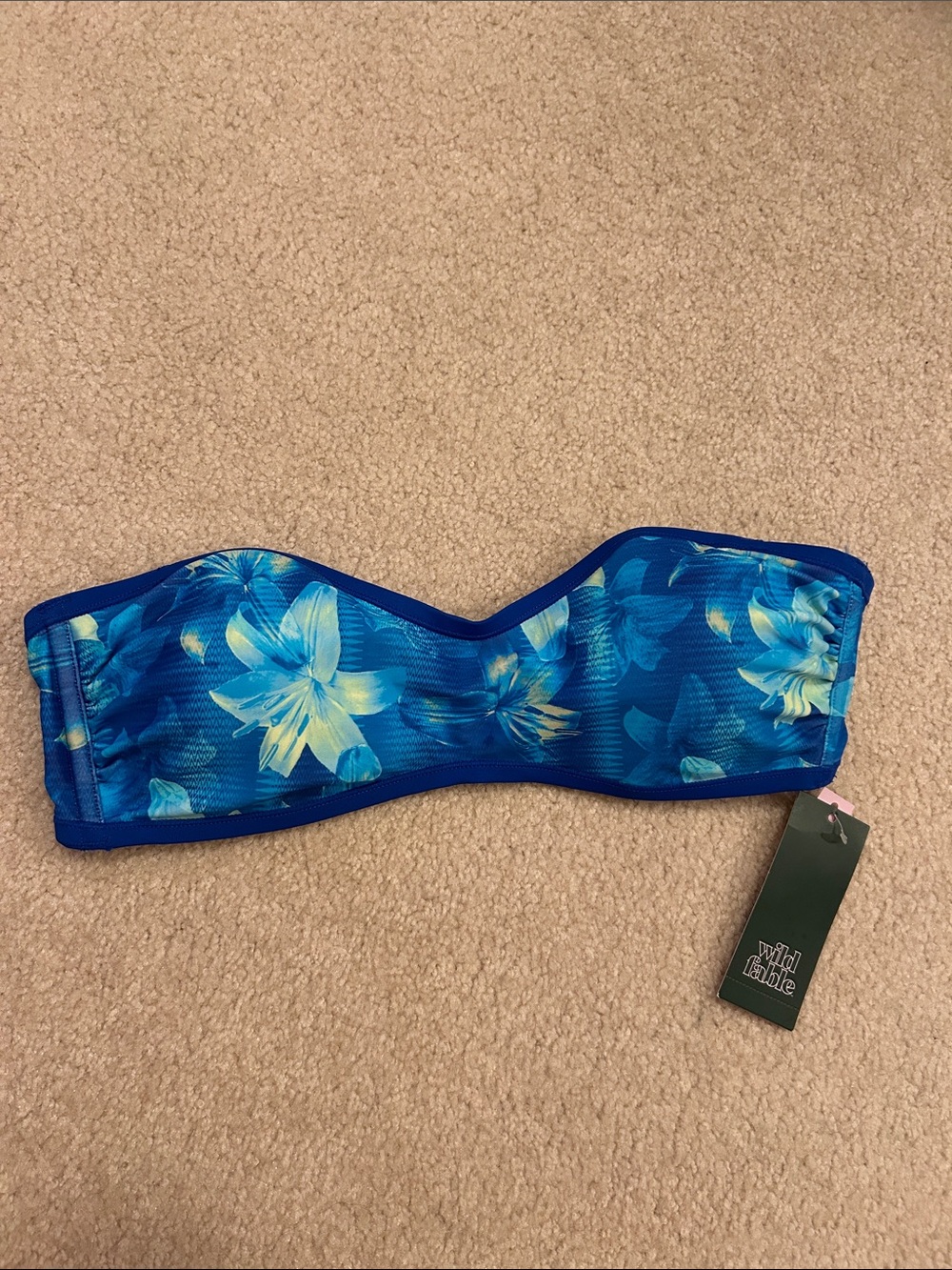 wild fable Blue Floral Bandeau Swim Top